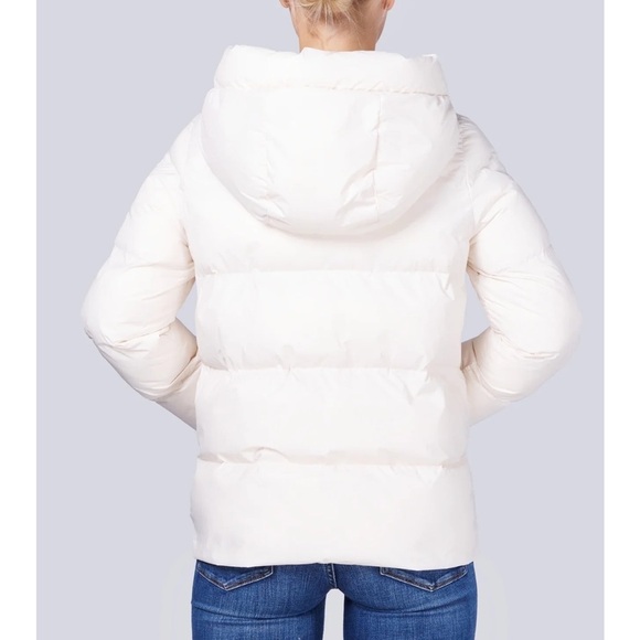 Eleven Elf’s- Ivory Ivy Short Vegan Down Puffer Hooded Zip Up Jacket - Picture 2 of 10